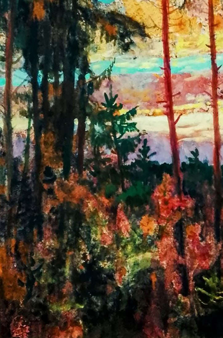 Oil painting Red clouds over the forest Vitaly Duhnevich - 4