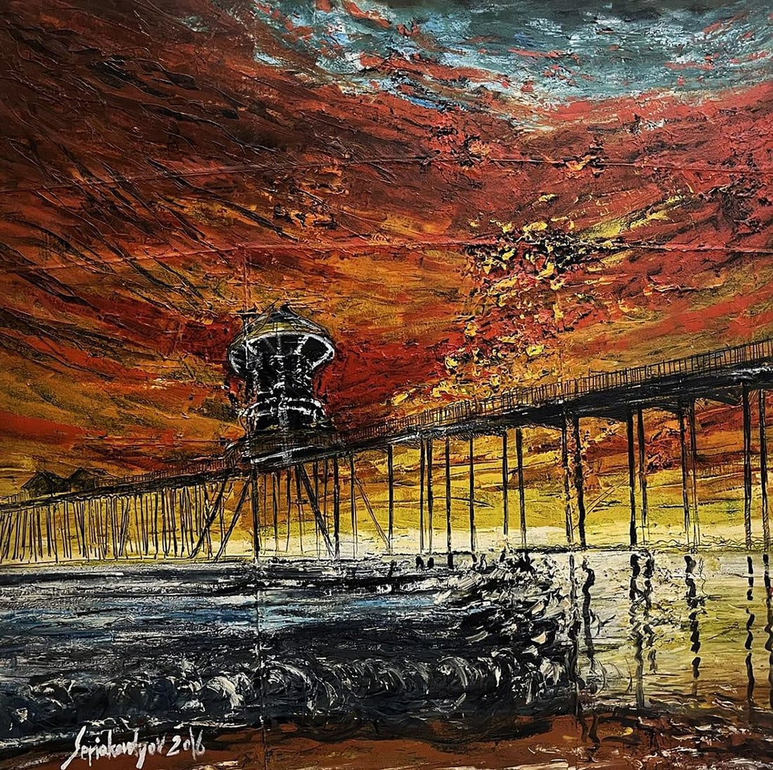 Oil painting Beautiful sunset Serhiy Kovalev: Title: Oil painting Beautiful sunset Serhiy Kovalev Description: No.Galler 366 *** ABOUT THIS PAINTING *** * TITLE: "Beautiful sunset" * ARTISTS: Serhiy Kovalev * SIZE: 140x140 cm/'55.11x55.11 inches'