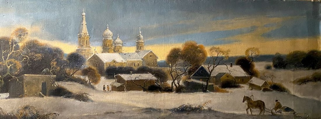 Oil painting The road to the monastery Litvinov Oleg Arkad'yevich: Title: Oil painting The road to the monastery Litvinov Oleg Arkad'yevich Description: No.Litv 344 *** ABOUT THIS PAINTING *** * TITLE: "The road to the monastery" * ARTISTS: Litvinov Oleg Arkad'yevich