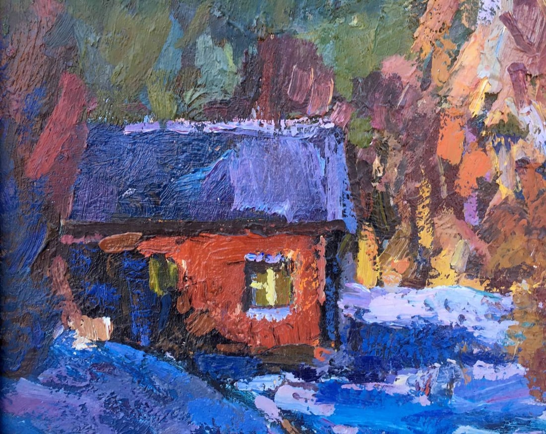 Winter evening oil painting - 4