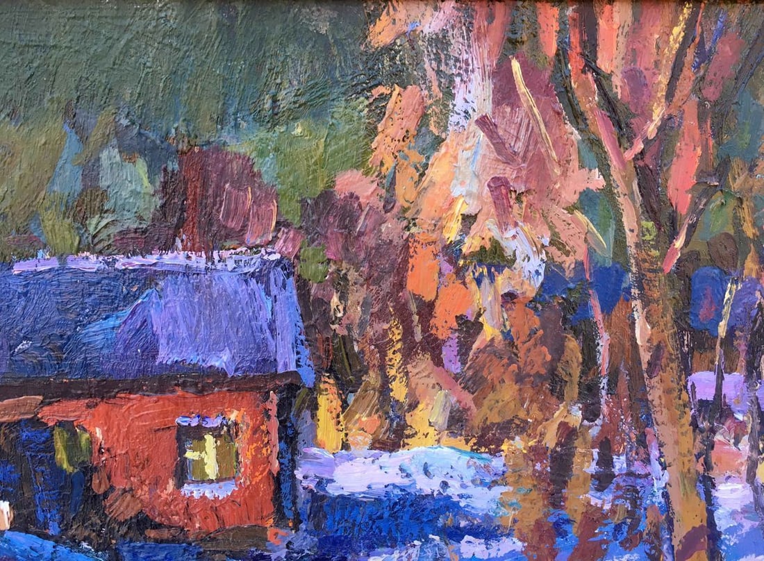 Winter evening oil painting - 5