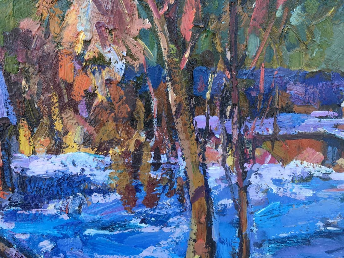 Winter evening oil painting - 6