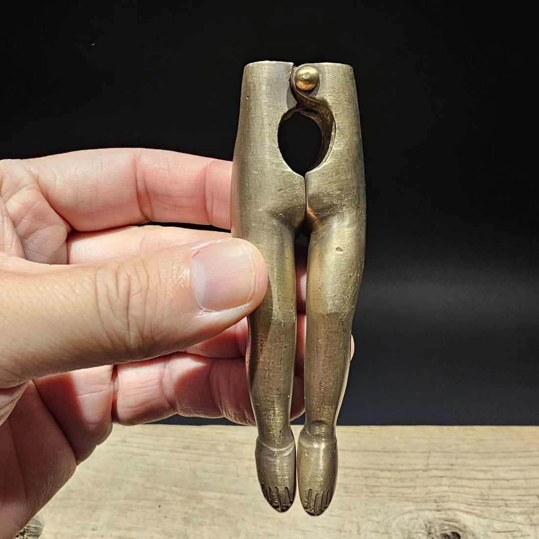 4" Brass Risque Lady Legs Nut Cracker - 3