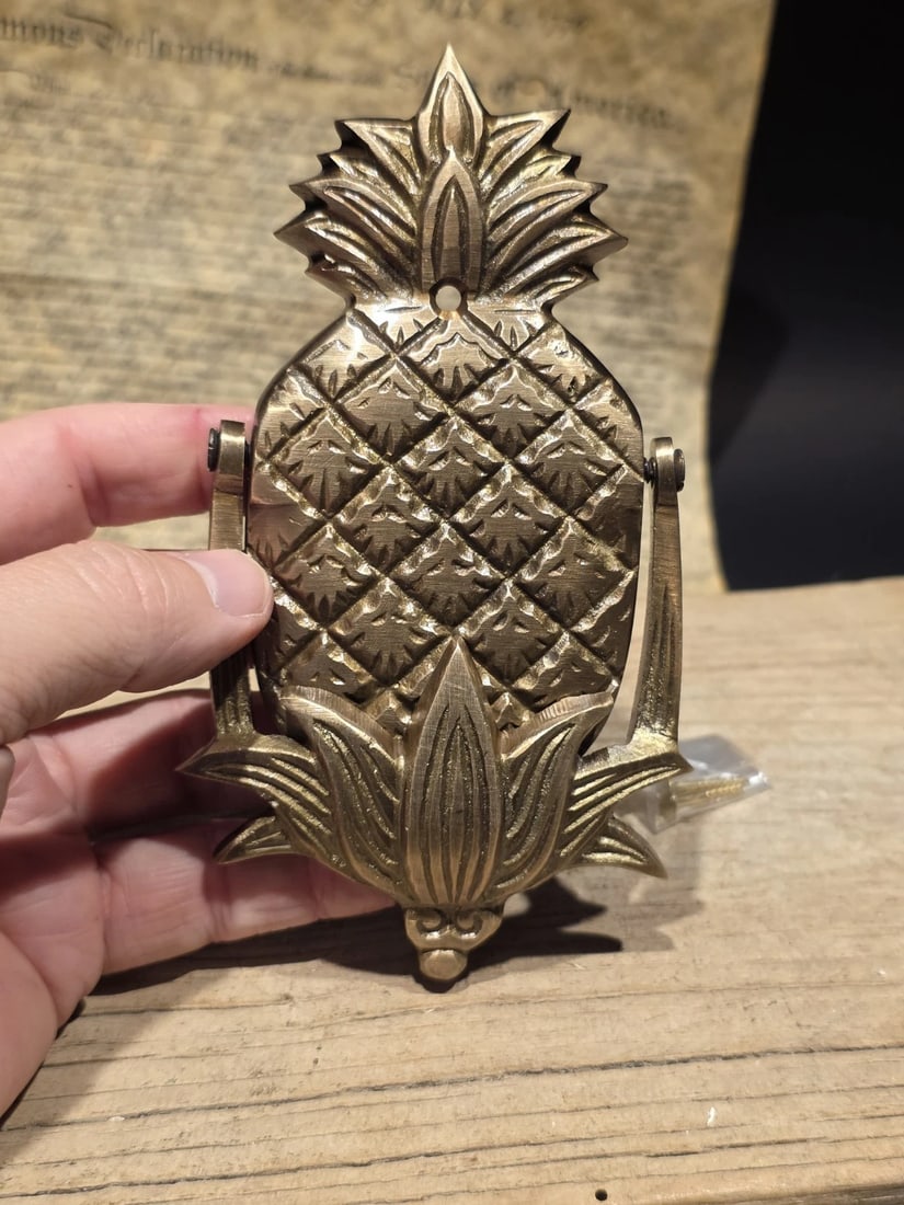 Solid Brass Pineapple Door Knocker Colonial Welcome Sign - 10