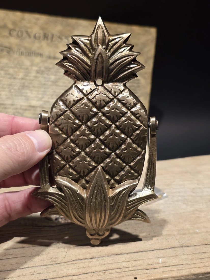 Solid Brass Pineapple Door Knocker Colonial Welcome Sign - 2