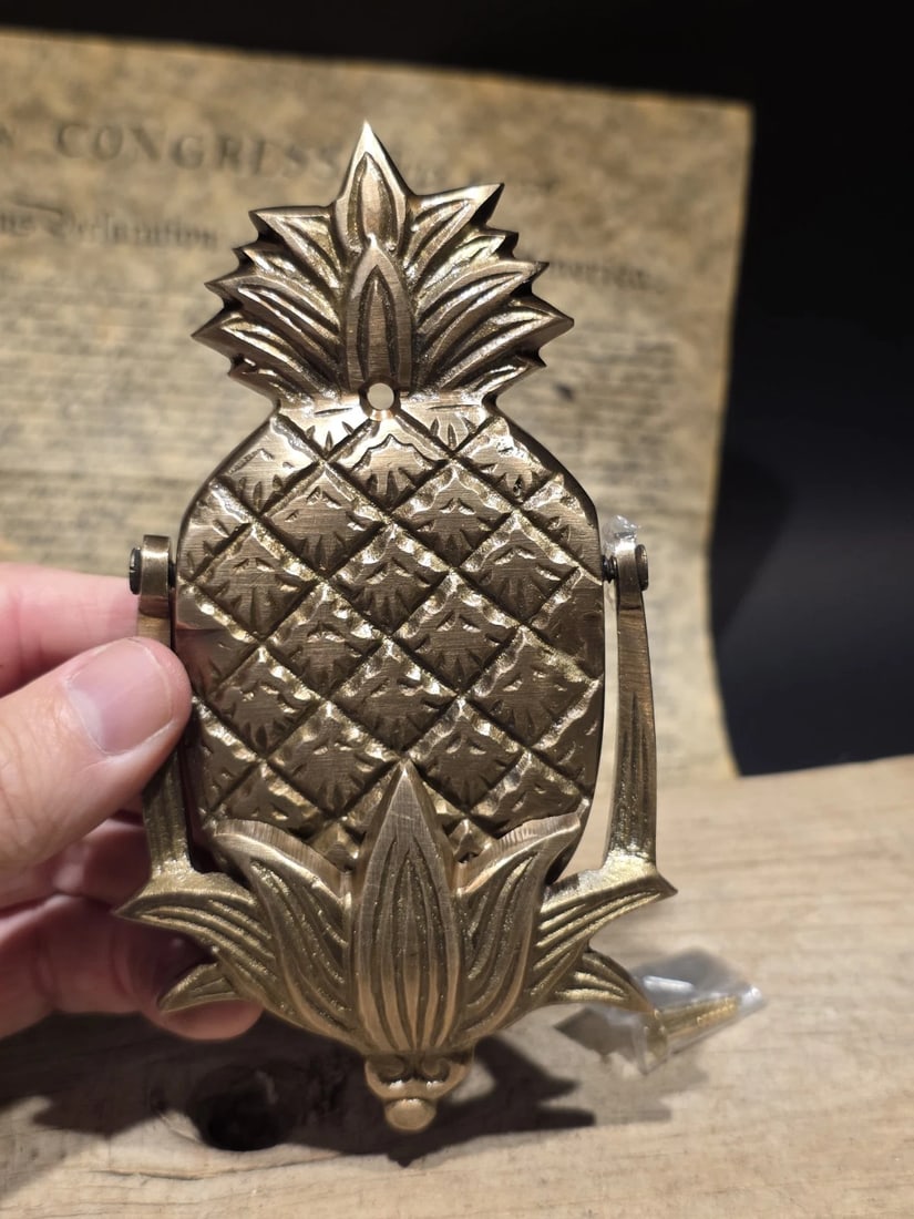 Solid Brass Pineapple Door Knocker Colonial Welcome Sign - 5