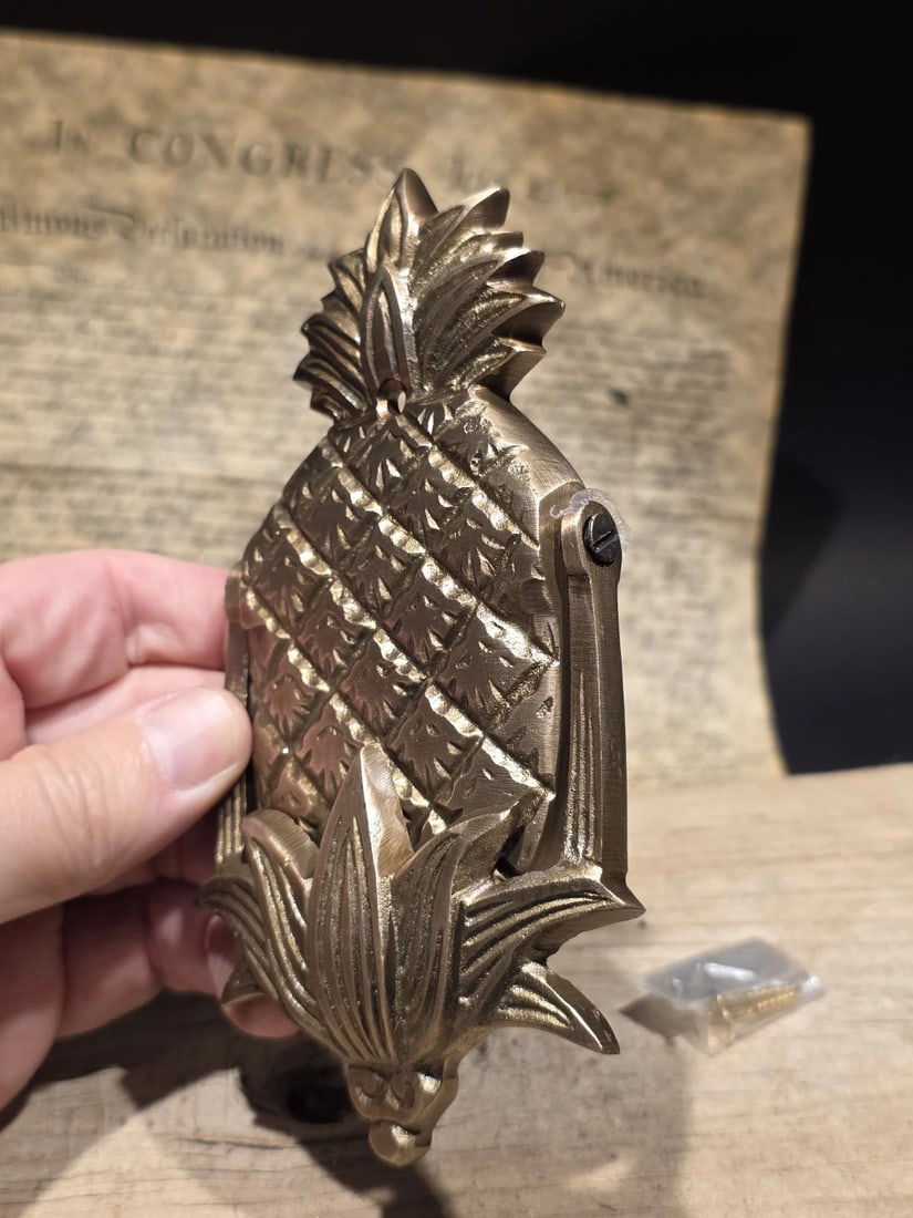 Solid Brass Pineapple Door Knocker Colonial Welcome Sign - 6