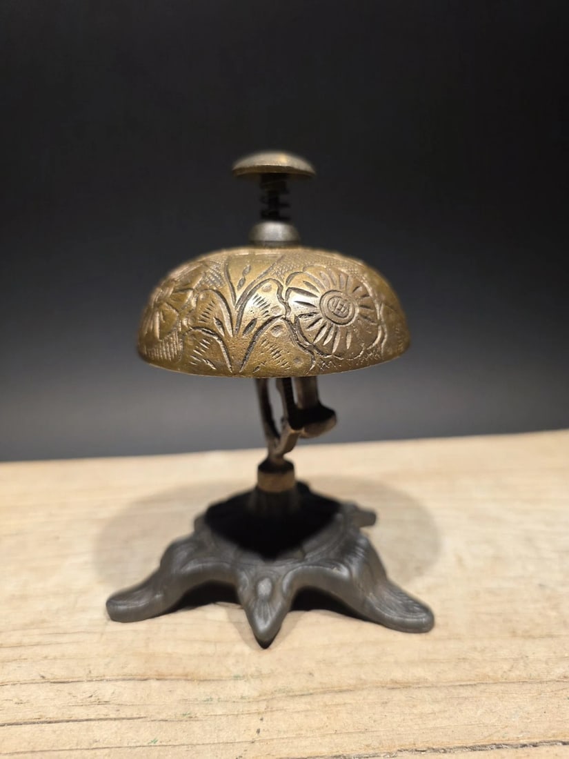 Ornate Brass Table Desk Bell - 14