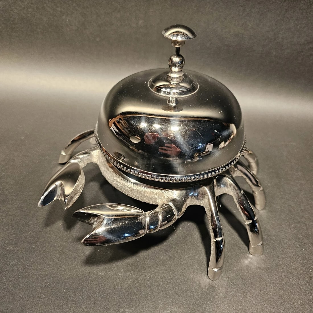 Silver Brass Crab Table or Floor Desk Bell - 10