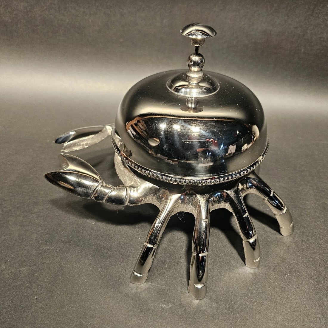 Silver Brass Crab Table or Floor Desk Bell - 6
