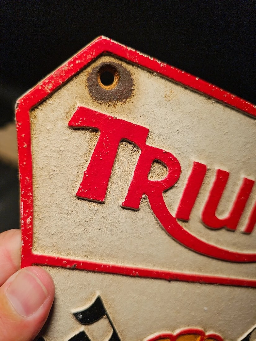 Cast Iron Triumph Shell Gas Oil Sign Plaque - 13