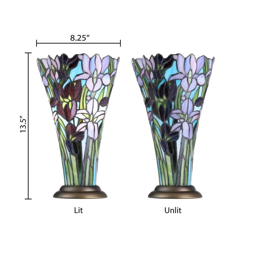 13.5"H Stained Glass Iris Up Light Table Lamp - 5