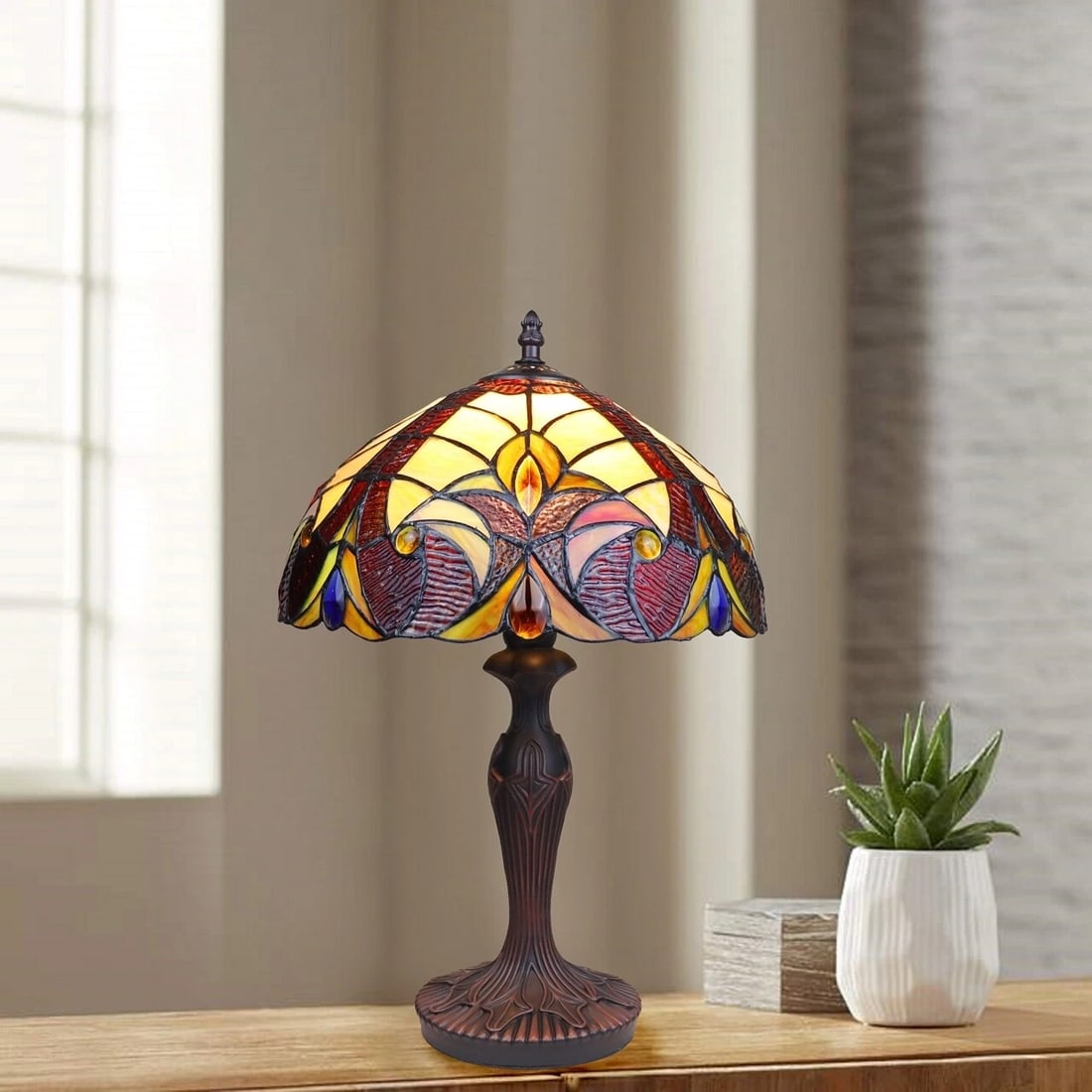 18.3" 1 light Stained Glass Table Lamp - 9