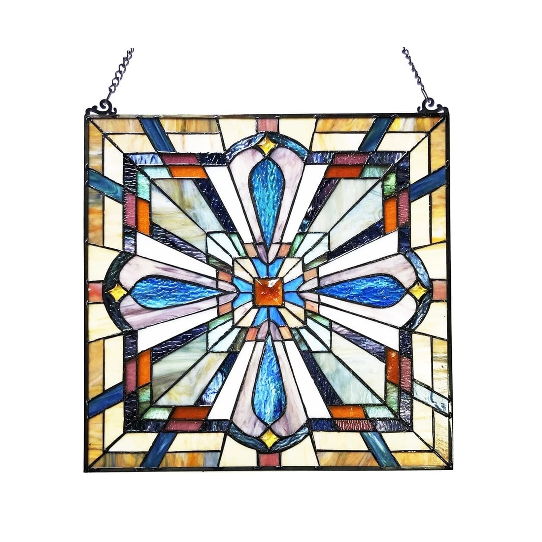20" Square Panel Stained Glass Window Hanging Panel Suncatcher - 3