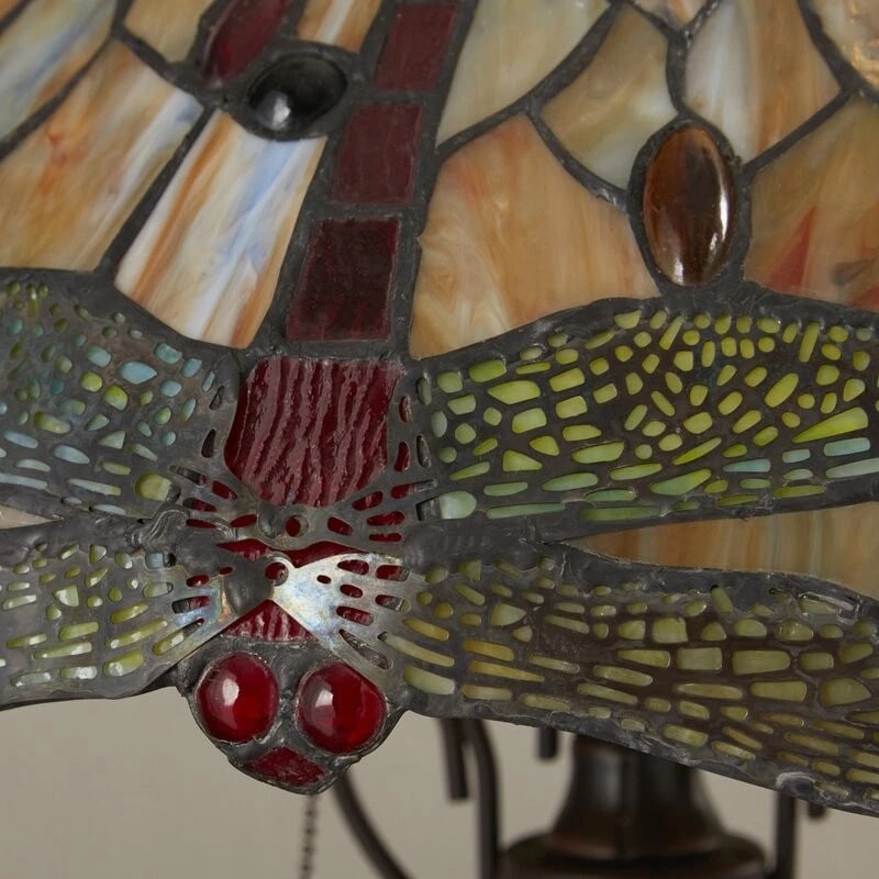24" Stained Glass Dragonfly Lighted Base Table Lamp - 5