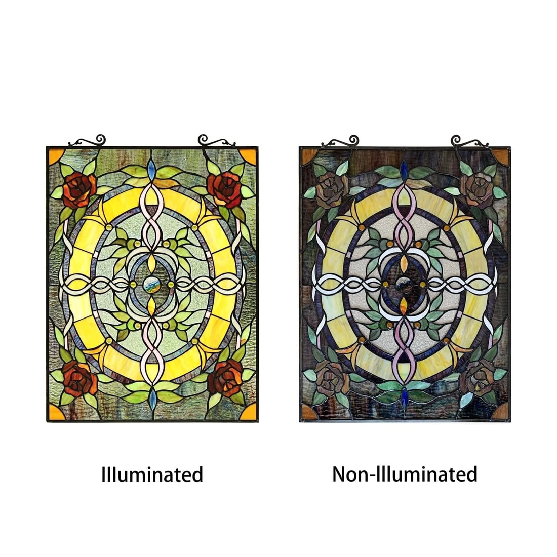 24.8" Stained Glass Window Hanging Panel Suncatcher - 7