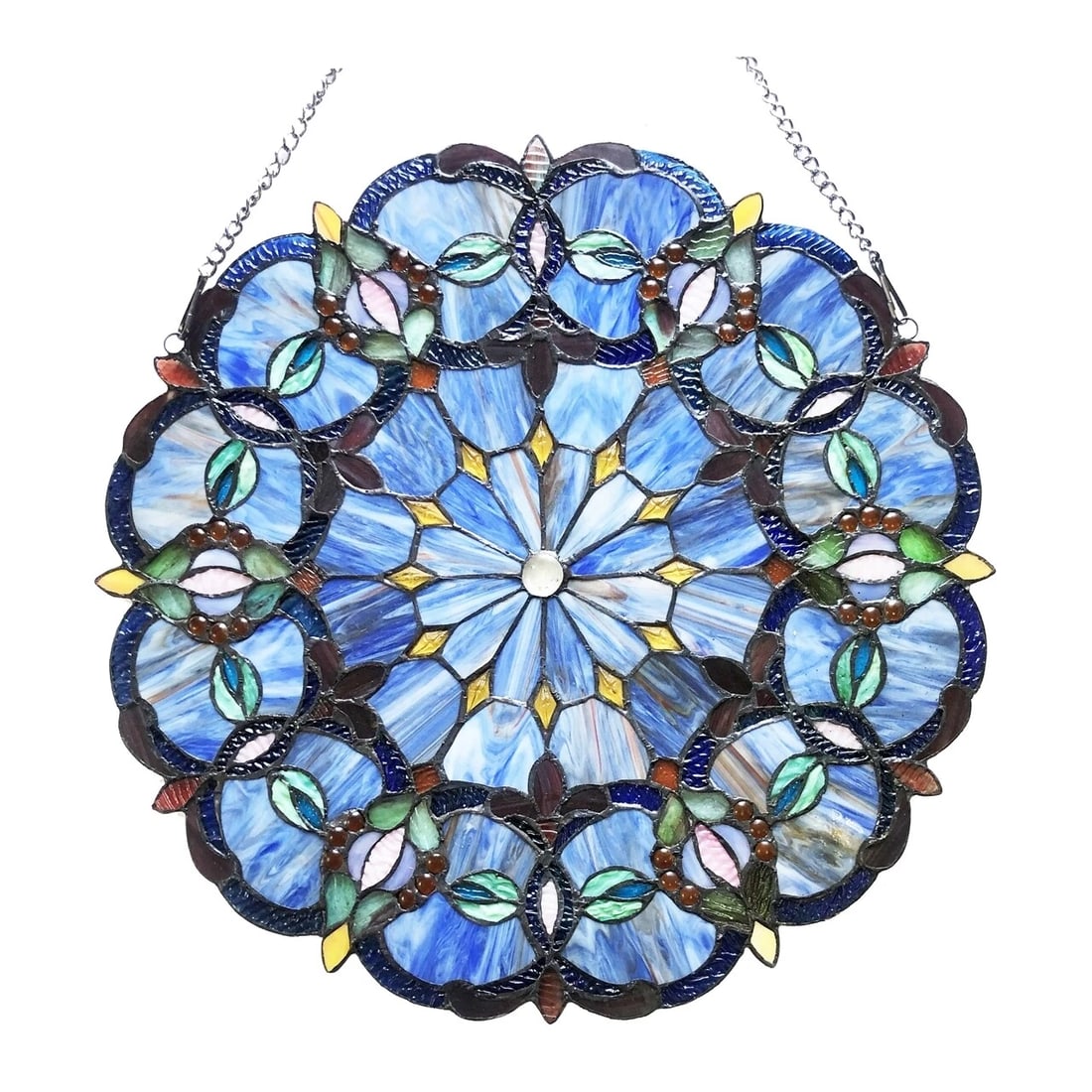 20" Round Stained Glass Window Hanging Panel Suncatcher - 3