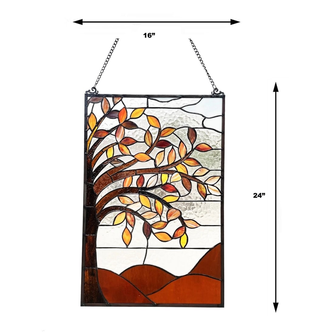 24" Fall Stained Glass Hanging Window Pane Suncatcher - 7