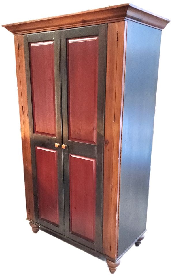 ROMWEBER Rustic 2-Door Wood Multicolor Painted Armoire w/ Center Shelf, Large Drawer and Closet Pole (1 of 2)