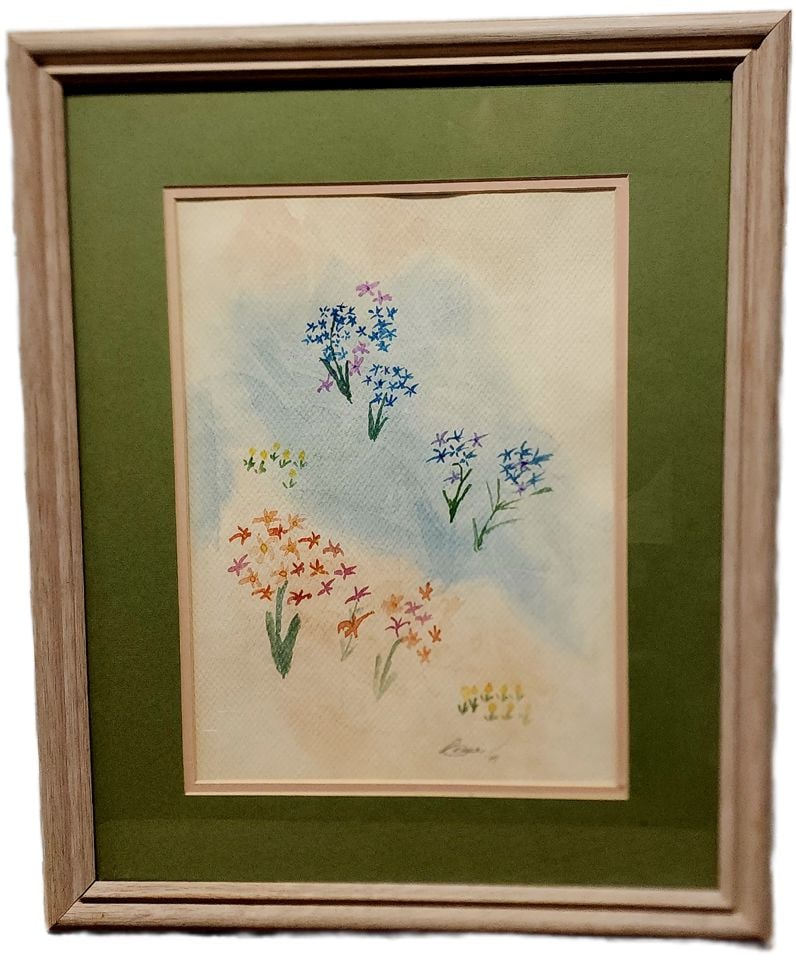 Vintage original signed watercolor of wildflowers... on paper beautifully framed under glass: Title: Vintage original signed watercolor of wildflowers... on paper beautifully framed under glass Description: Vintage original signed watercolor of wildflowers... on paper beautifully framed under
