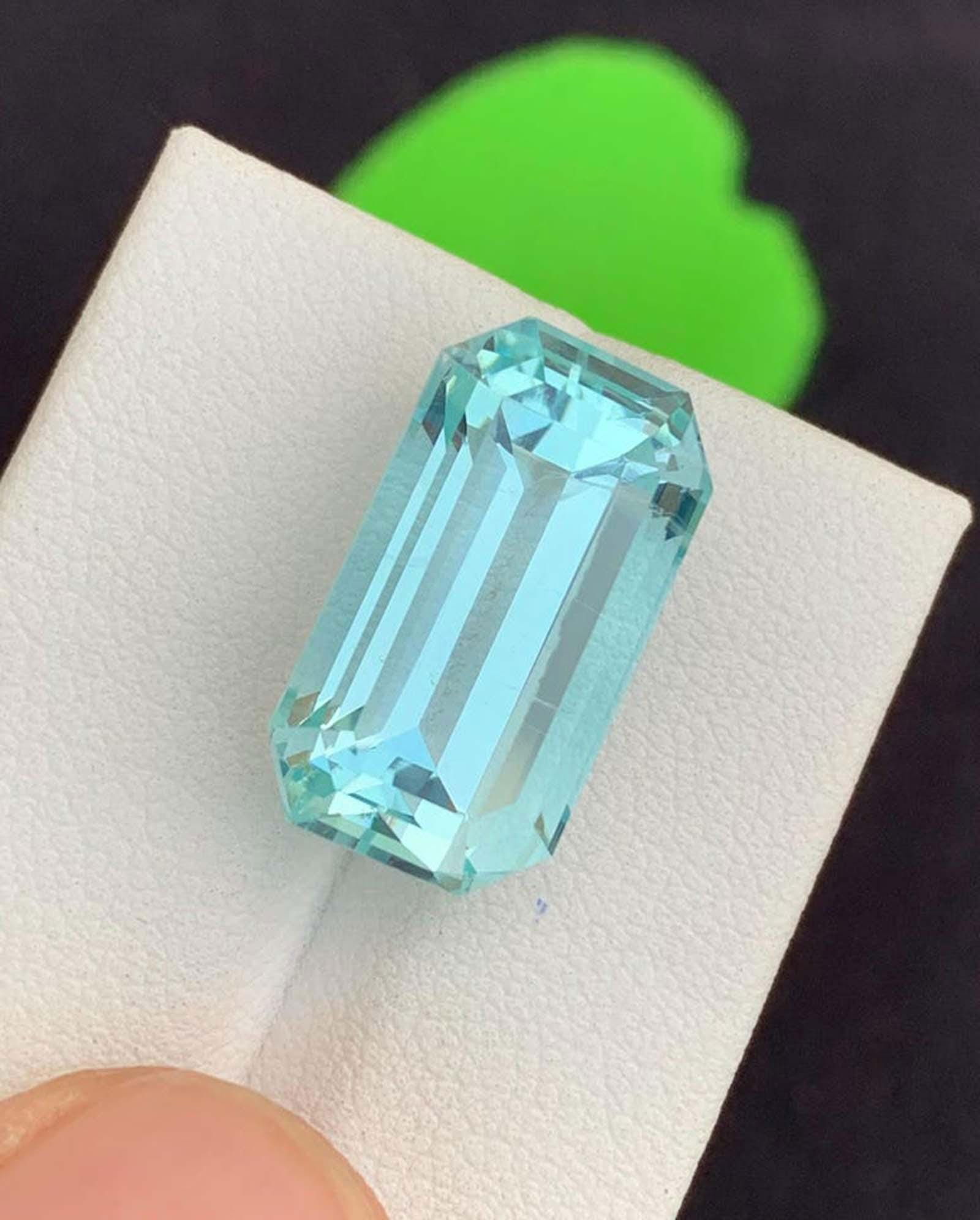 Emerald Cut Aquamarine Gemstone: 14.54 Carats, March Birthstone - 11