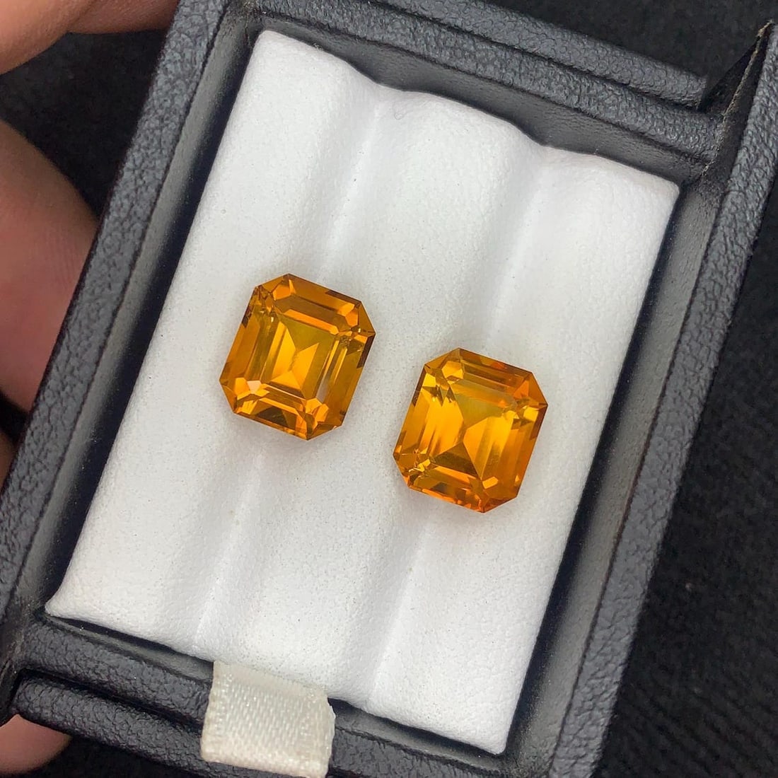 Emerald Cut Citrine Gemstone Pair: Brownish Orange, 7.62 Carat - 3