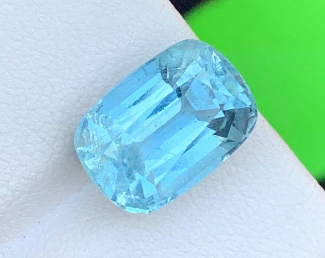 Natural Aquamarine Gemstone: 6.5 Carat Cushion Cut, March Birthstone: Title: Natural Aquamarine Gemstone: 6.5 Carat Cushion Cut, March Birthstone Description: Supplies for making crafts Materials: Gemstone: Aquamarine Carat weight: 6.50 <br