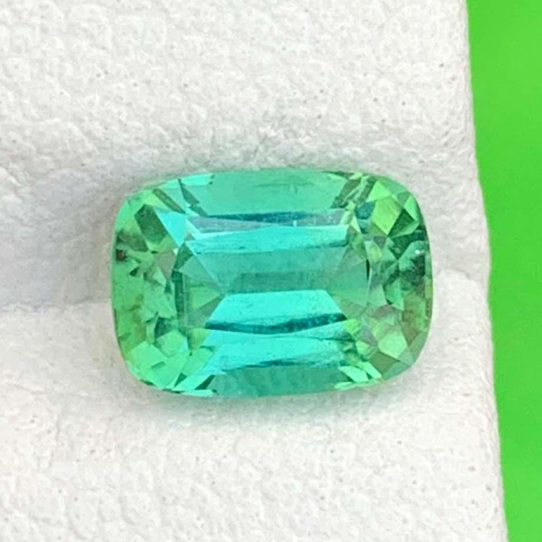 Natural Blue Green Tourmaline Gemstone: Cushion Cut October Birthstone - 2