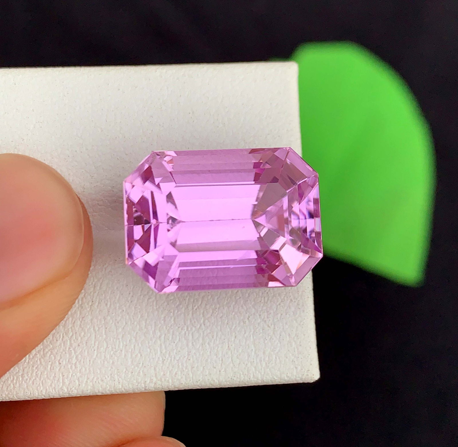 Pink Kunzite Gemstone: 26.80 Carat Faceted Emerald Cut, November Birthstone - 11