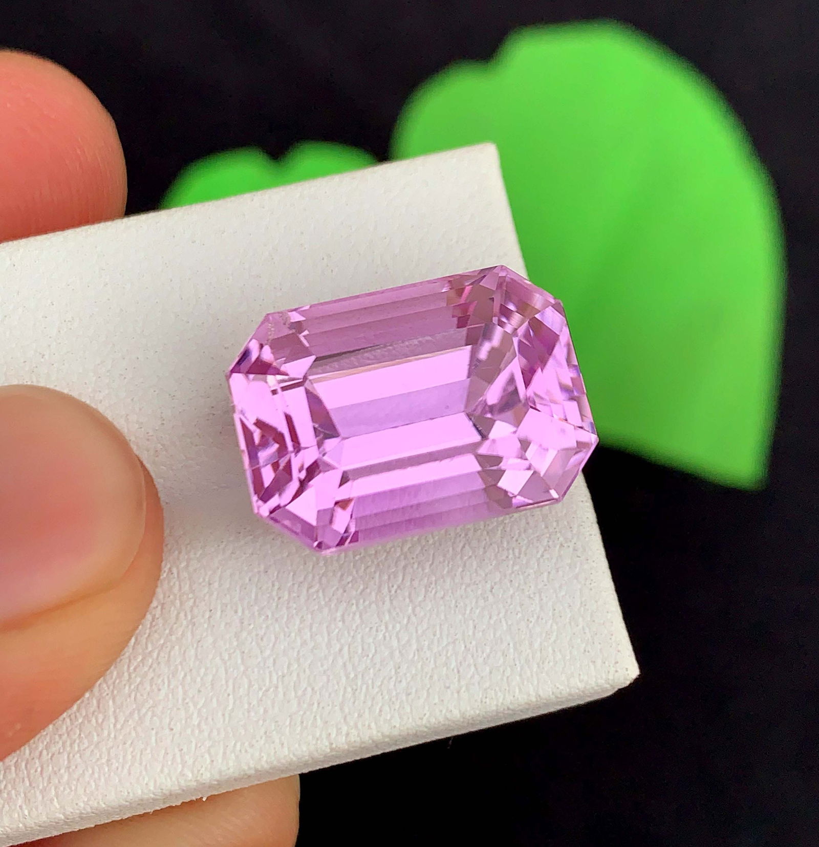 Pink Kunzite Gemstone: 26.80 Carat Faceted Emerald Cut, November Birthstone - 9