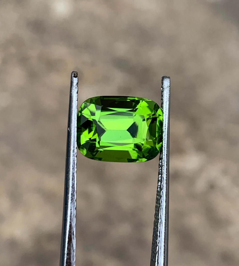 Natural Green Peridot Gemstone: Cushion Cut, August Birthstone, Pakistan Origin - 2