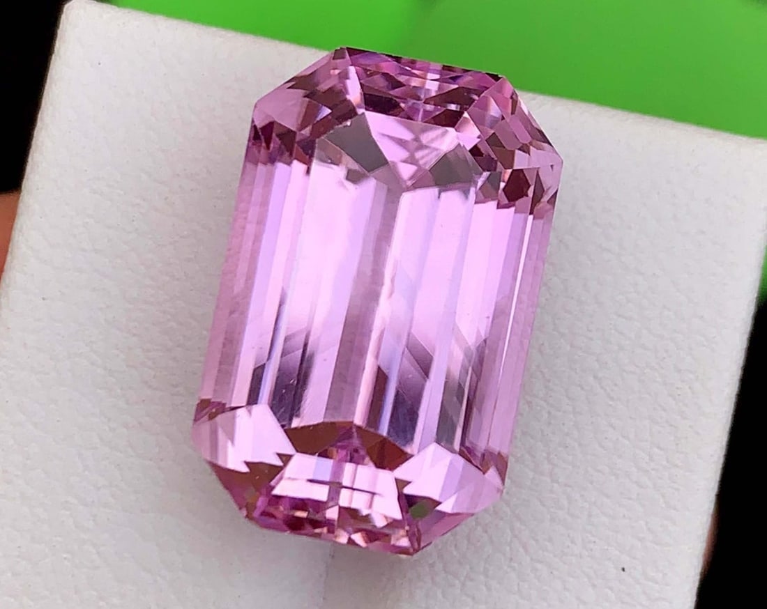 Pink Kunzite Gemstone: 27.17 Carat Faceted Emerald Cut, November Birthstone (1 of 13)