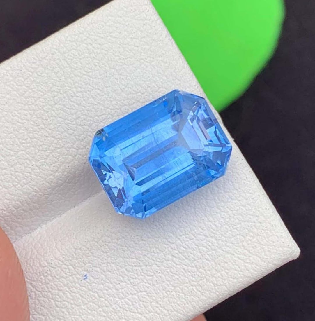 Natural Aquamarine Gemstone, Emerald Cut Santa Maria Color Aquamarine Beryl, March Birthstone - 2