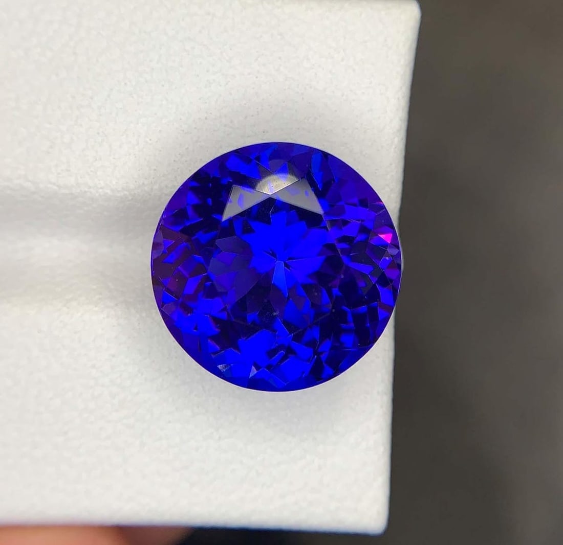 Natural D Block Tanzanite Loose Gemstone Round Shape Ring size For Making Jewelry - 5