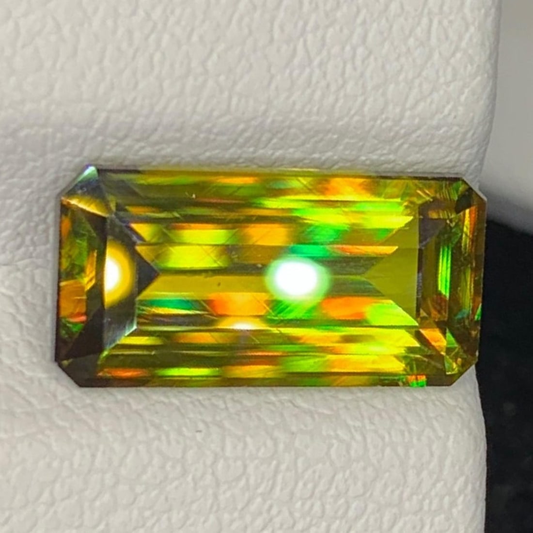 Natural Lustrous Sphene Gemstone: Multi Color Emerald Cut, 4.46 Carat: Title: Natural Lustrous Sphene Gemstone: Multi Color Emerald Cut, 4.46 Carat Description: Supplies for making crafts Materials: Gemstone: Sphene Natural Lustrous Sphene