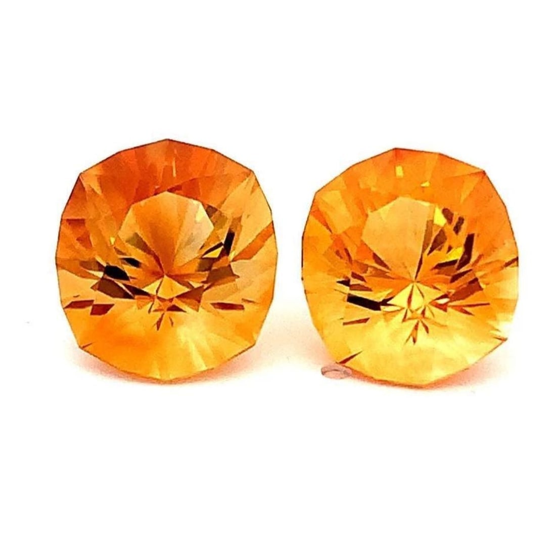 Earrings Size Pair Yellowish Orange Citrine Fancy Cut Gemstone - 12.790 Carat (1 of 15)