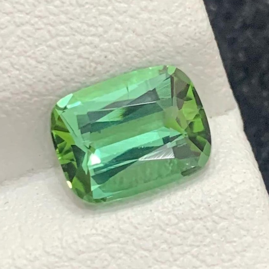 Mint Green Tourmaline Gemstone: Faceted Cushion Cut, 1.70 Carat: Title: Mint Green Tourmaline Gemstone: Faceted Cushion Cut, 1.70 Carat Description: Supplies for making crafts Materials: Gemstone: Tourmaline Carat weight: 1.70 Gemology: • Weight : 1.70 Carats