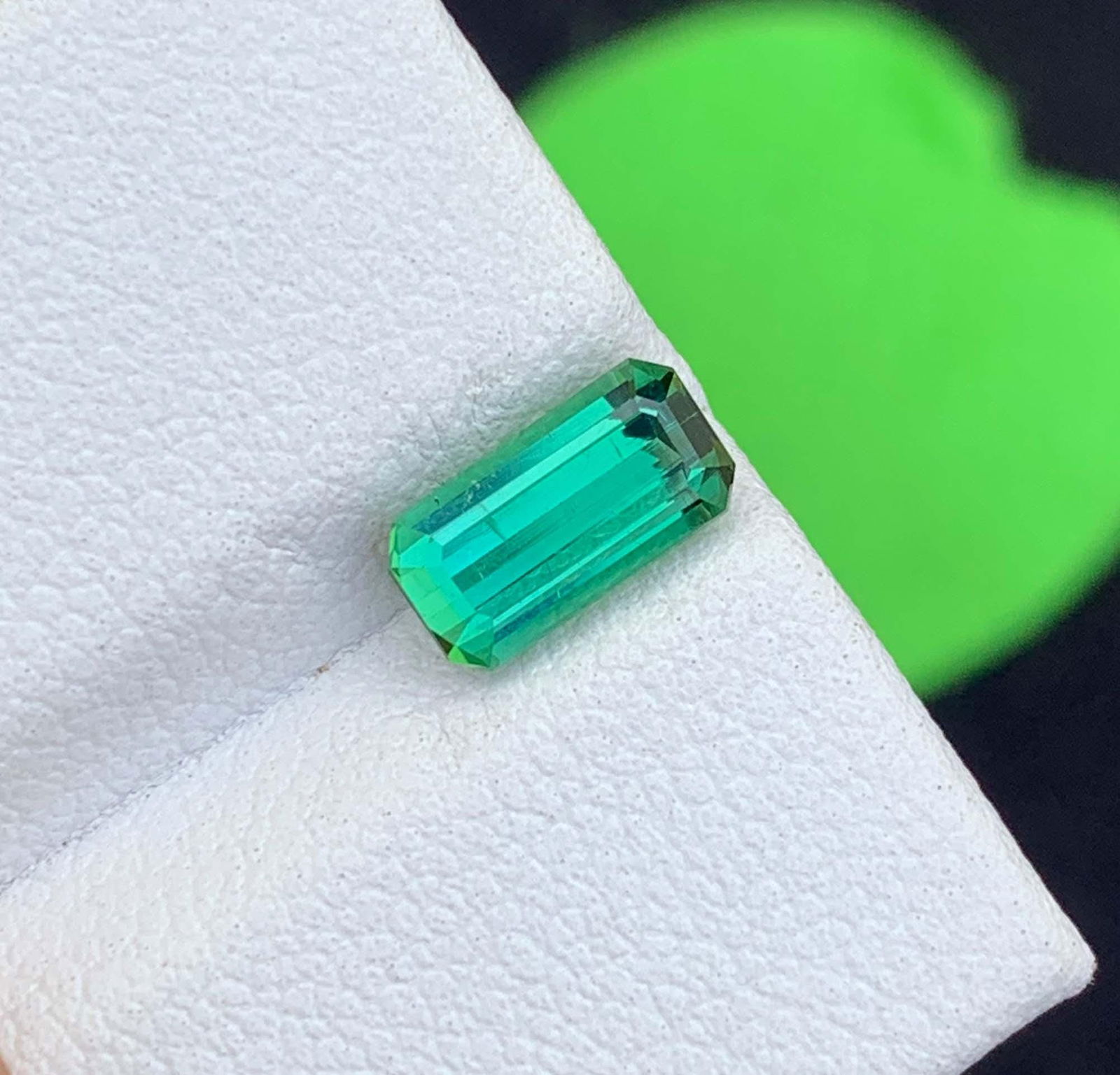 Blue Green Tourmaline Gemstone: Emerald Cut, October Birthstone (1.16 CT) - 9