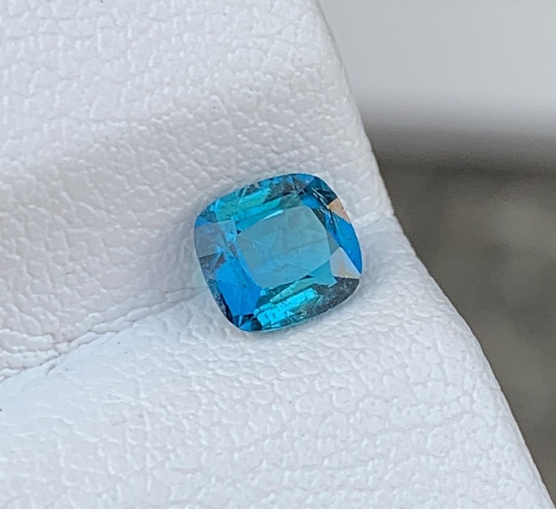 Natural Ink Blue Tourmaline Gemstone: 0.51 Carat Natural Cushion Cut, October Birthstone - 2