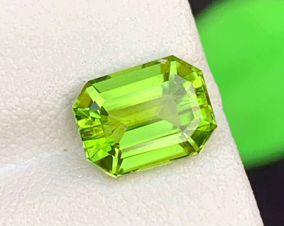 Natural Emerald Cut Peridot Gemstone: August Birthstone, Pakistan Origin - 2