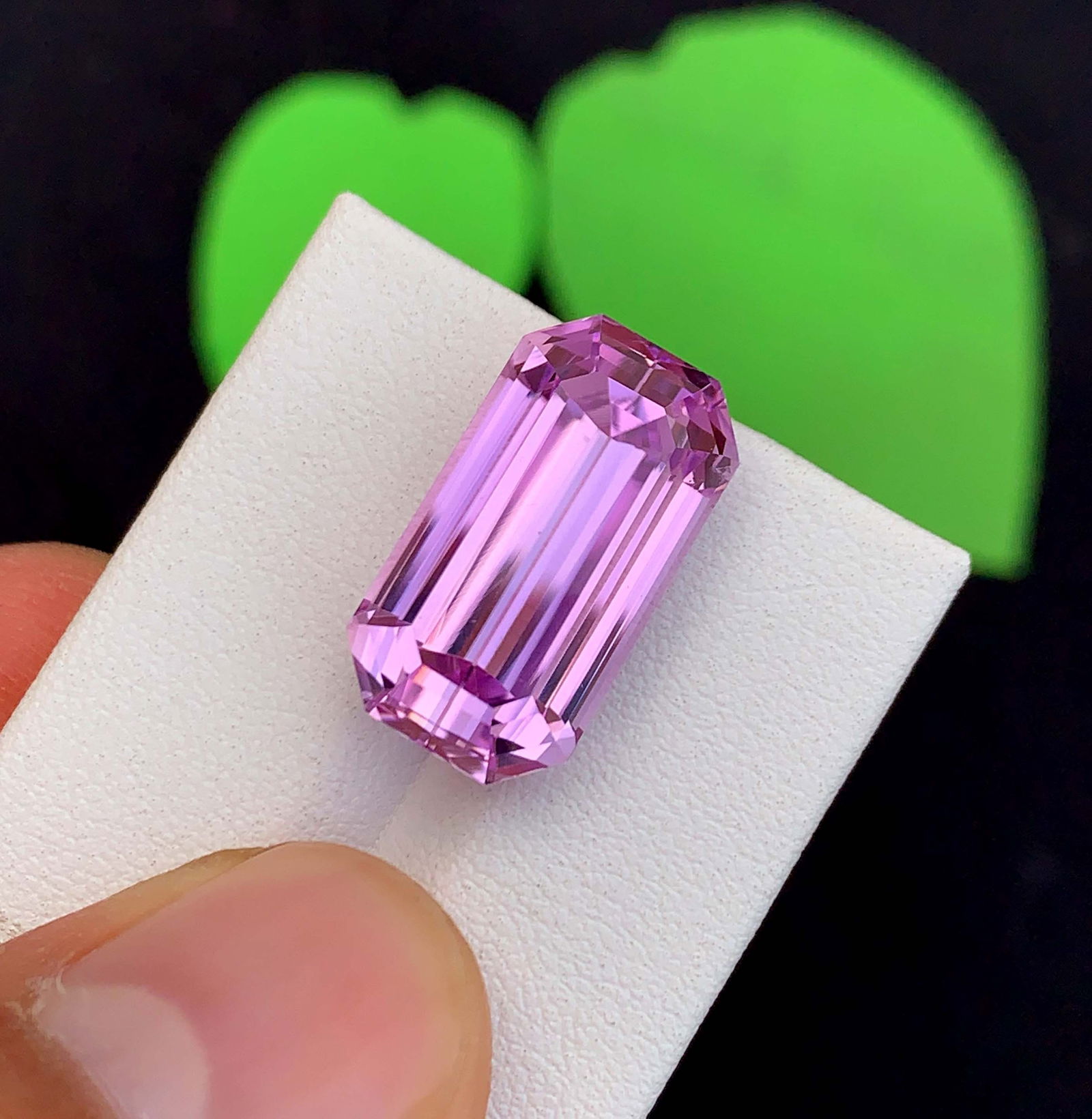 20 Carat Pink Kunzite Gemstone: Emerald Cut November Birthstone - 8