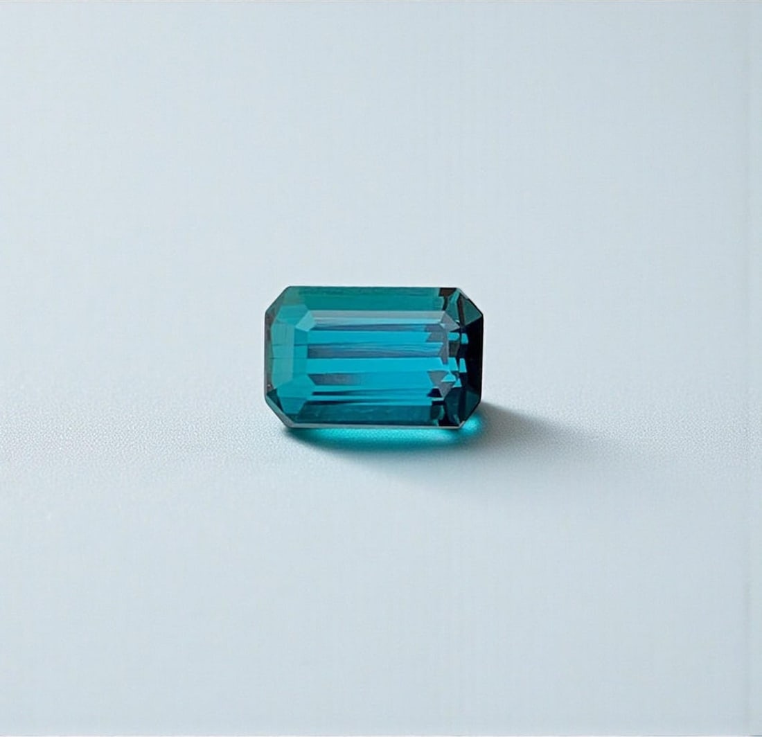 Blue Indicolite Tourmaline Gemstone: Emerald Cut, 1.03 CT, October Birthstone: Title: Blue Indicolite Tourmaline Gemstone: Emerald Cut, 1.03 CT, October Birthstone Description: Supplies for making crafts Materials: Gemstone: Tourmaline Carat weight: 1.03