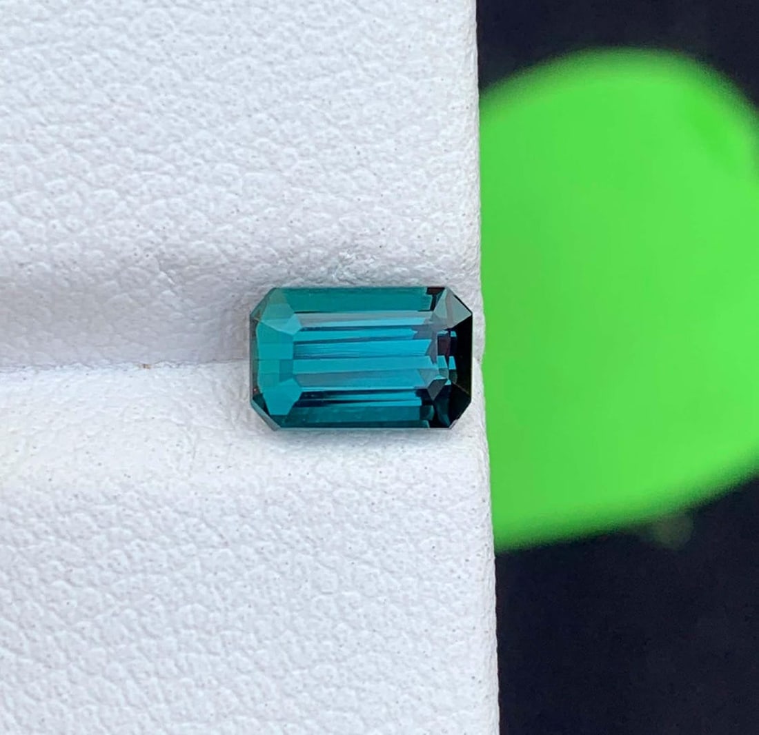 Blue Indicolite Tourmaline Gemstone: Emerald Cut, 1.03 CT, October Birthstone - 3