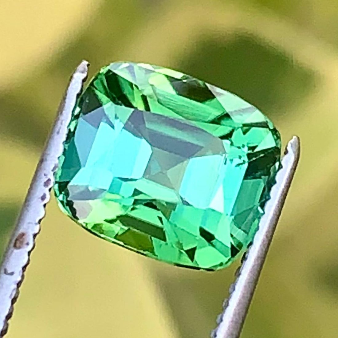 Natural Mint Green Tourmaline Cushion Cut Gemstone For Ring - 2.110 Carat: Title: Natural Mint Green Tourmaline Cushion Cut Gemstone For Ring - 2.110 Carat Description: Supplies for making crafts Materials: Gemstone: Tourmaline Carat weight: 2.110 Weight : 2.110 Carat Dimens