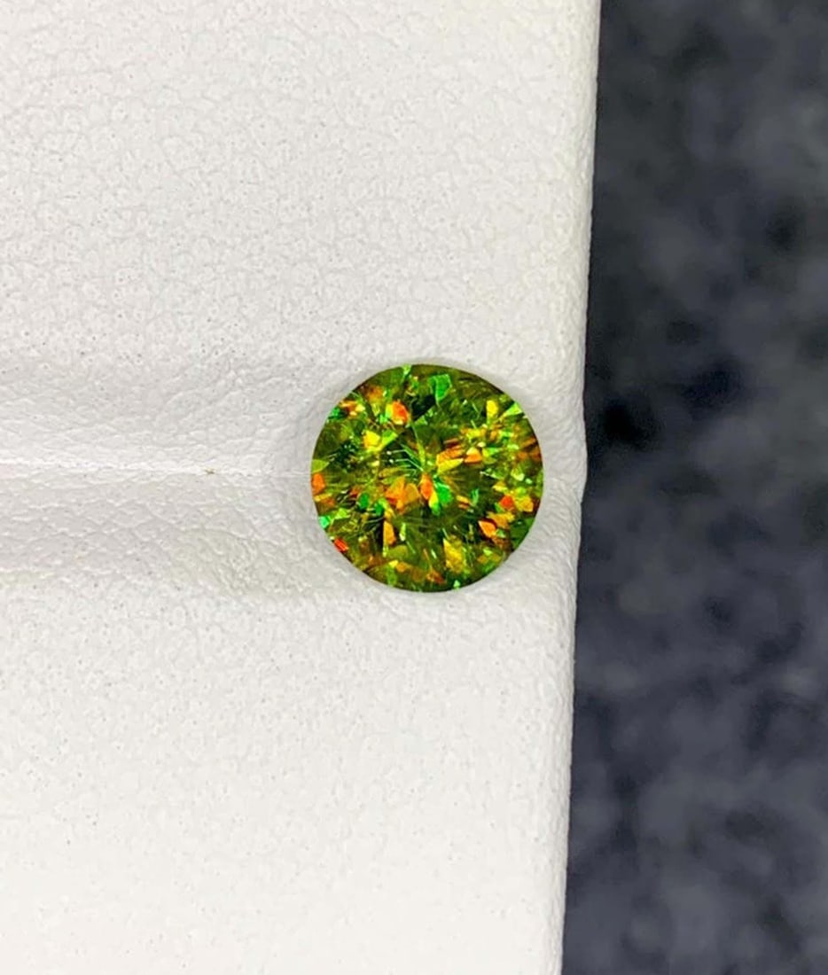 Green Chrome Sphene Gemstone: Round Cut Titanite, June Birthstone - 6