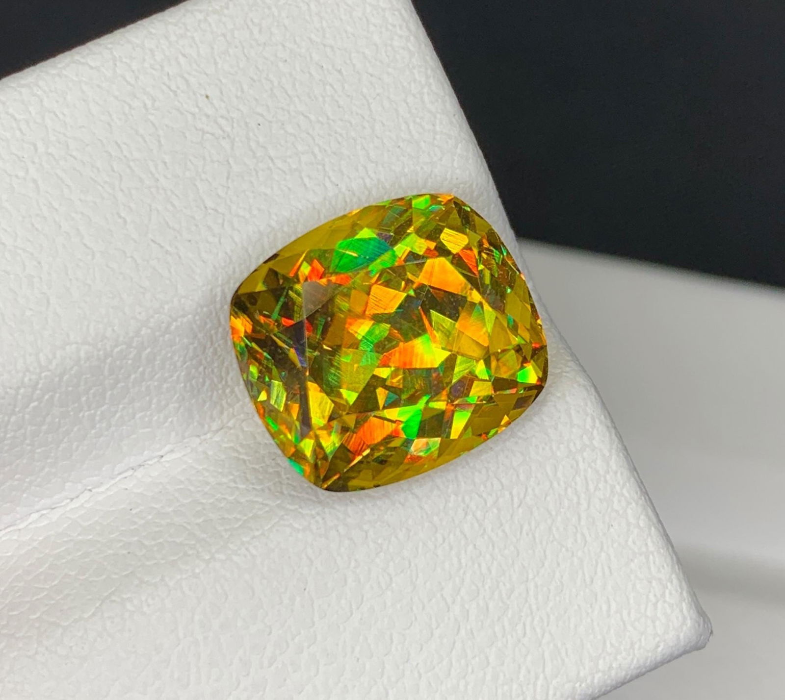 Lustrous Sphene Titanite Fancy Cushion Gemstone: 8.48 Carat Multi Color Titanite, June Birthstone - 12