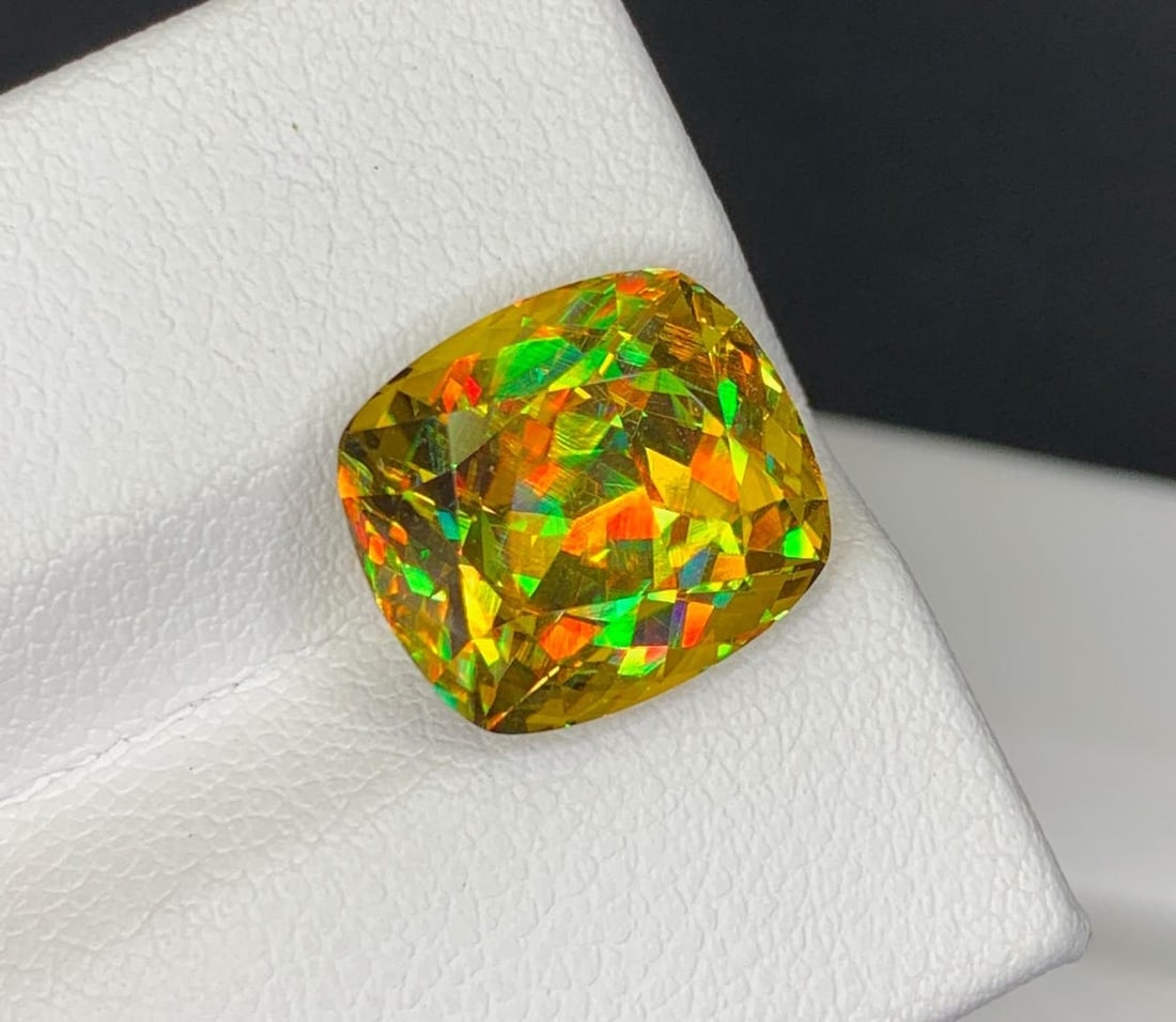 Lustrous Sphene Titanite Fancy Cushion Gemstone: 8.48 Carat Multi Color Titanite, June Birthstone - 5