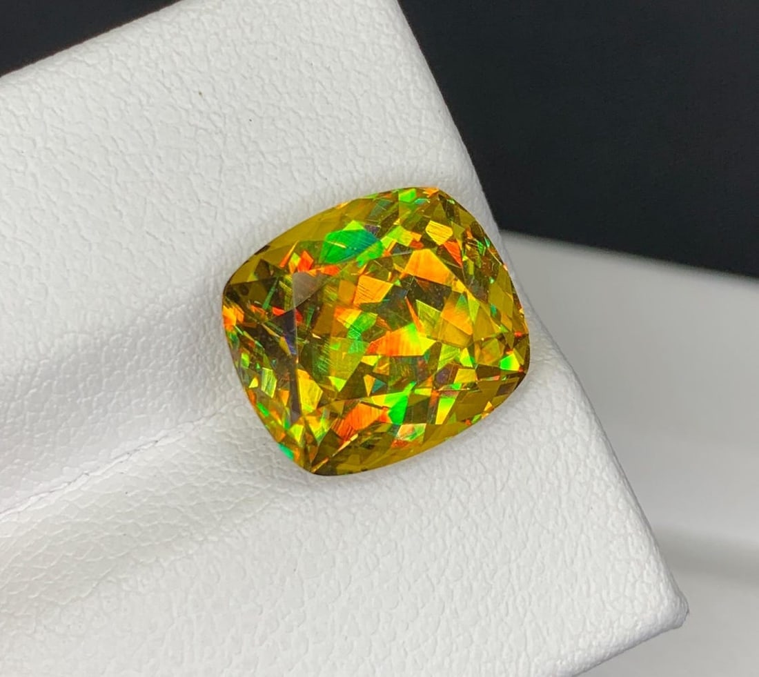 Lustrous Sphene Titanite Fancy Cushion Gemstone: 8.48 Carat Multi Color Titanite, June Birthstone - 6