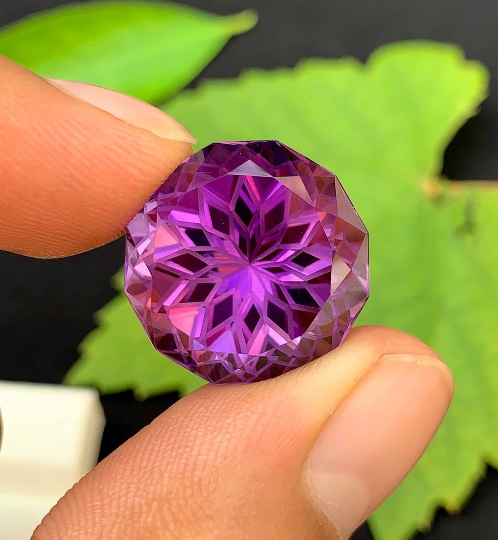 Natural Amethyst Gemstone: Precision Flower Cut, 30 Carats, February Birthstone - 5