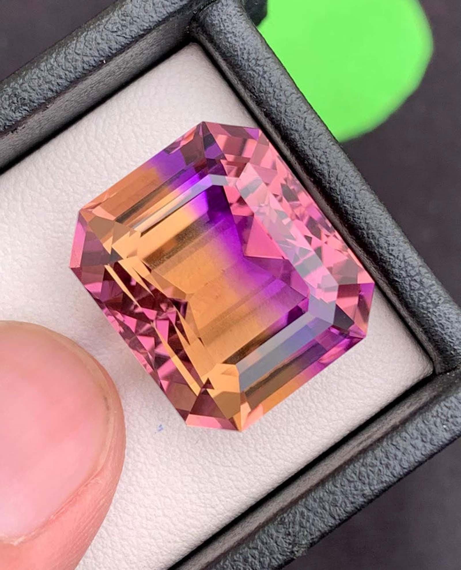 Emerald Cut Ametrine Gemstone: 32.63 Carats, Royal Purple & Golden - 7